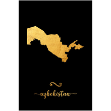 Load image into Gallery viewer, Gold Uzbekistan Map