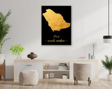 Load image into Gallery viewer, Gold Saudi Arabia Map