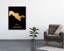 Load image into Gallery viewer, Gold Uzbekistan Map